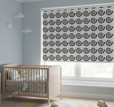 Fekete-fehér hipnotikus retro spirál redőnyök gyerekek - TenStickers
