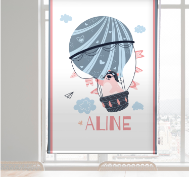 Hőlégballon medvével és névvel Redőnyök gyerekek - TenStickers