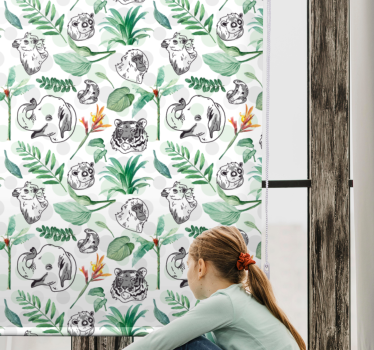 Zöld dzsungel állatok Redőnyök gyerekek - TenStickers