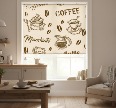 Konyhai redőnyök kávéfajták mintával - TenStickers