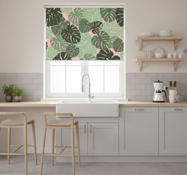 Konyhai redőnyök monstera levelek rózsaszínben - TenStickers