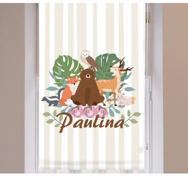 Lányos erdei állatok egyedi nyomtatott ablaktáblával - TenStickers
