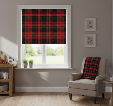 Menzies tartan fekete-piros kockás redőnyök konyha - TenStickers