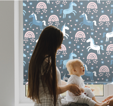 Kék egyszarvúk és szivárvány redőnyök gyerekeknek - TenStickers