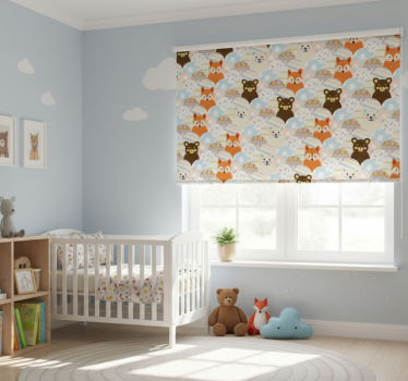 Patchwork állatos medve és róka redőnyök gyerekek - TenStickers