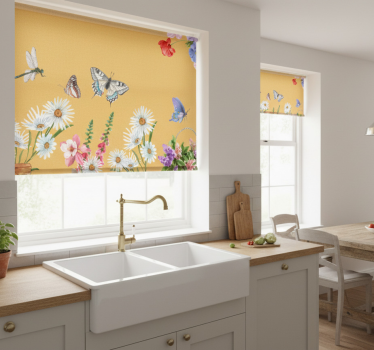 Pipacs virág és pillangók festmény redőnyök konyha - TenStickers