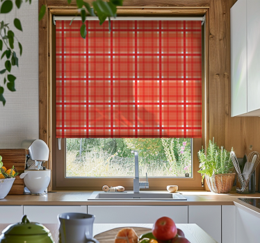 Piros gingham minta Redőnyök konyha - TenStickers
