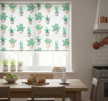 Potted greenery pattern redőnyök konyha - TenStickers