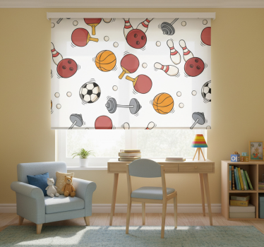 Redőnyök gyerekek - sporteszközök vázlatos stílusban - TenStickers