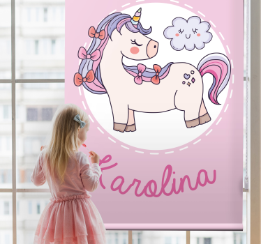 Rózsaszínű egyszarvú, névre szabott Sávroló - TenStickers