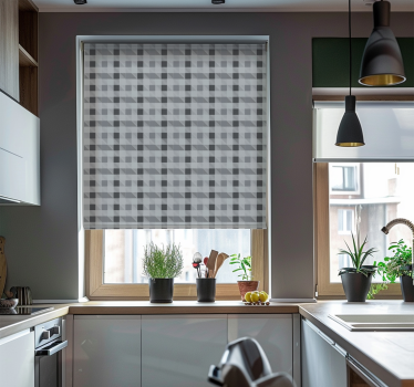 Szürke gingham minta Redőnyök konyha - TenStickers