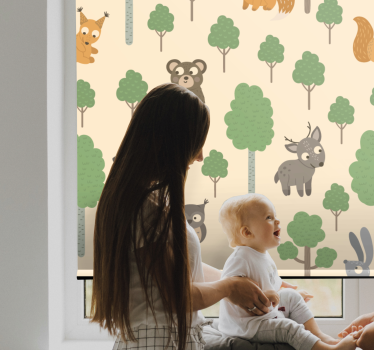 Vicces aranyos állatok és fák és növényi Sávroló - TenStickers