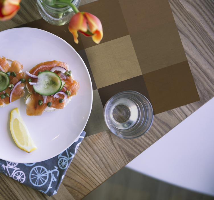 Barna négyzetek mintával elegáns alátétek - TenStickers