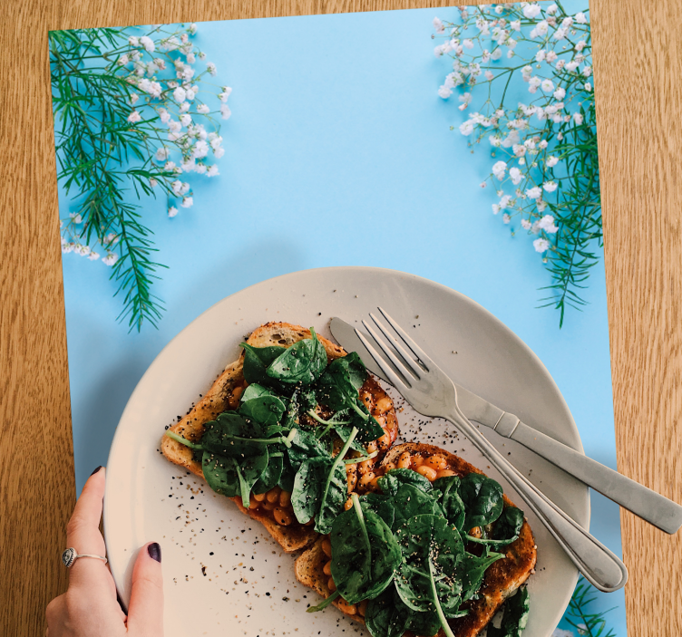 Kék háttér virágok eredeti helytakarók - TenStickers