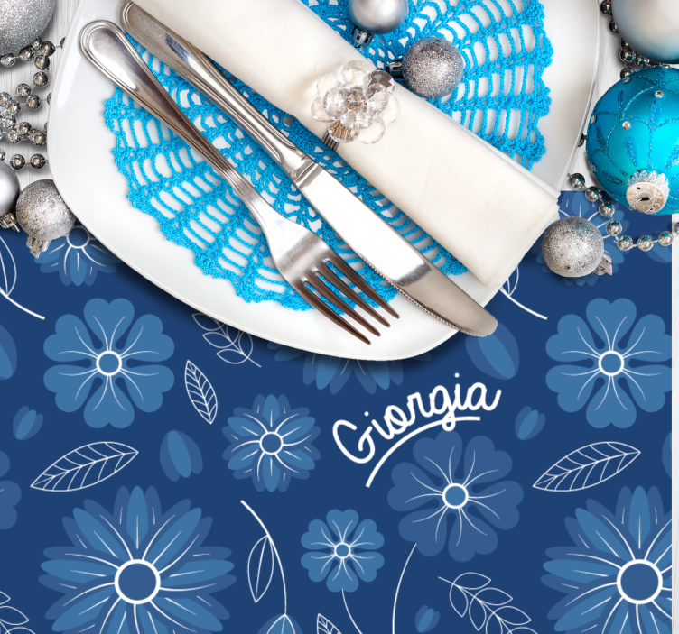 Kék virág elegáns design egyedi név alátét - TenStickers