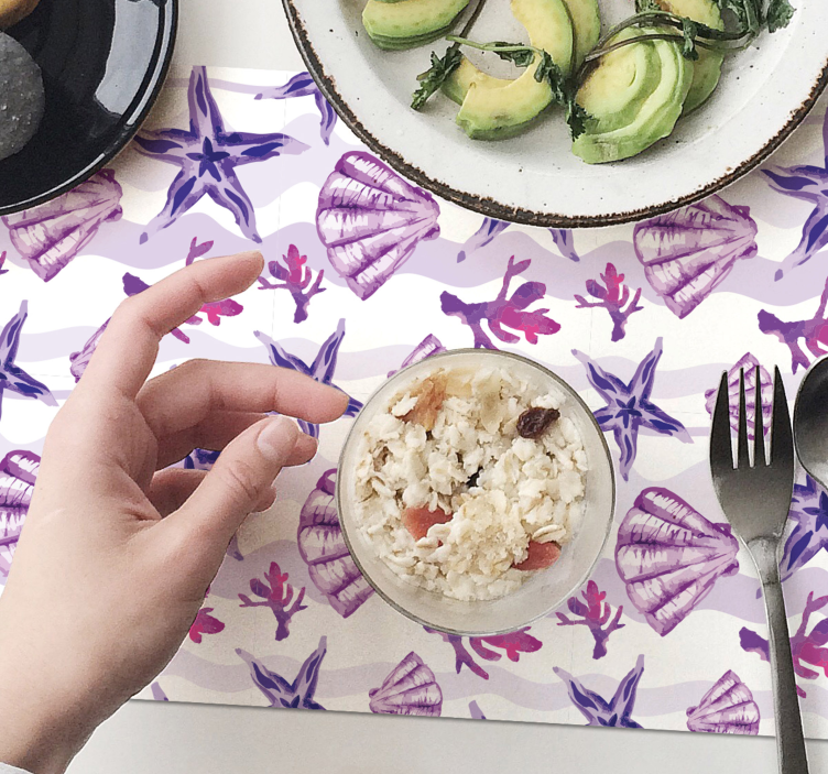 Lila kagyló és tengeri csillag kagyló alátétek - TenStickers