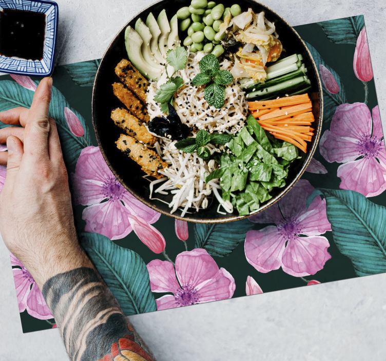 Nagy trópusi virágok virágos alátétek - TenStickers