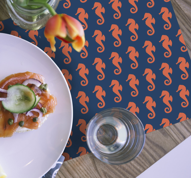 Narancssárga tengeri ló mintás tengeri élet placemats - TenStickers