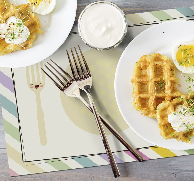 Színes tányér és evőeszközök gyermek alátét - TenStickers