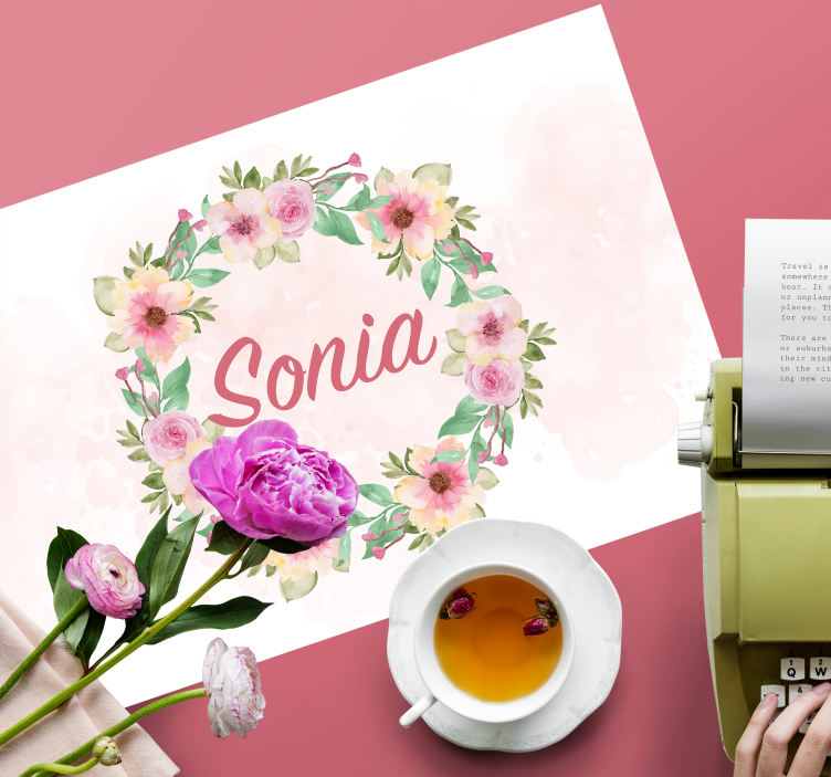 Tányéralátétek névvel akvarell virágok - TenStickers