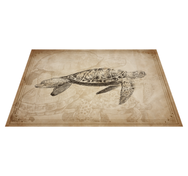 Szépia kézzel rajzolt teknős állat vinyl placemats - TenStickers