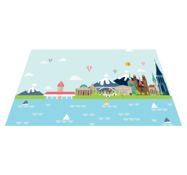 Eredeti tányéralátétek színes városkép jelenettel - TenStickers