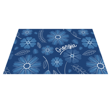 Kék virág elegáns design személyre szabott asztali szőnyeg - TenStickers