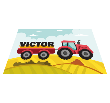 Színes traktor és név személyre szabott asztali szőnyegek - TenStickers