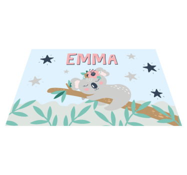 Aranyos koala lány nevű gyerek asztali szőnyeg - TenStickers