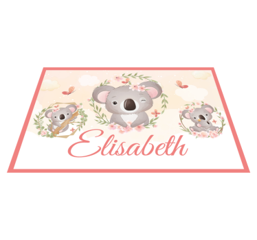 Aranyos állatok koala névvel gyerekek asztali szőnyeg - TenStickers