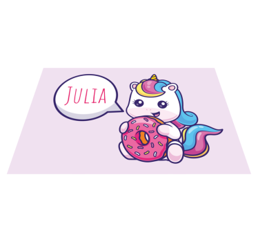 Tányéralátétek névvel unicorn egy sütivel - TenStickers