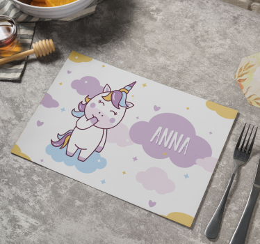 Egyszarvú testreszabható gyermek vinyl placemats - TenStickers