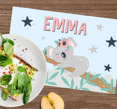 Aranyos koala lány nevű gyerek asztali szőnyeg - TenStickers
