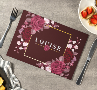 Testreszabható rózsákkal megnevezett vinyl placemats - TenStickers