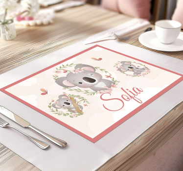Aranyos állatok koala névvel gyerekek asztali szőnyeg - TenStickers