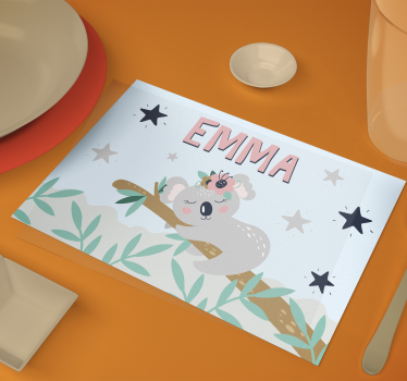 Aranyos koala lány nevű gyerek asztali szőnyeg - TenStickers
