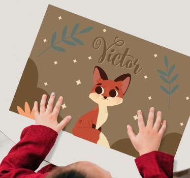 Aranyos róka fiú névvel gyerek asztali szőnyeg - TenStickers