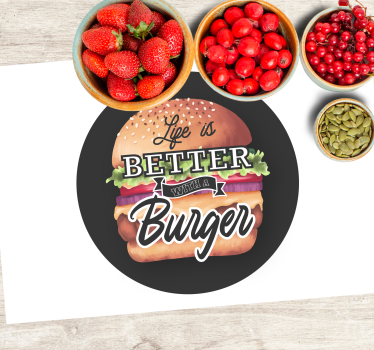 Az élet jobb egy hamburger étterem vinil terítékével - TenStickers
