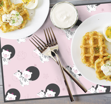 Cuki zebra illusztrációs tányéralátétek gyermekeknek - TenStickers
