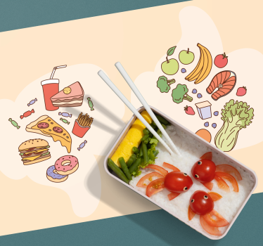 Egészséges és ócska ételek gyerekeknek szőnyeg - TenStickers