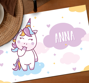 Egyszarvú testreszabható gyermek vinyl placemats - TenStickers