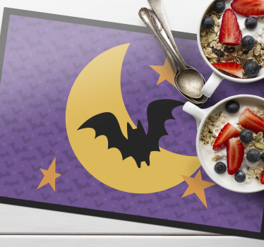 Hold csillagok és egy denevér halloween asztali szőnyeg - TenStickers