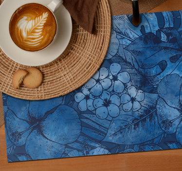 Kék akvarell virágok modern vinyl placemats - TenStickers