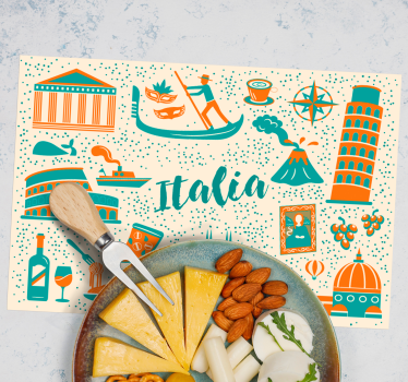 Leghíresebb ikonjai olasz étterem vinyl placemats - TenStickers