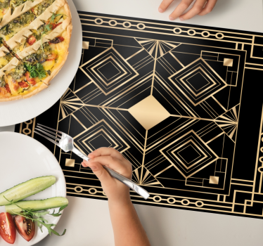 Modern art fekete és arany deco elegáns asztali alátétek - TenStickers