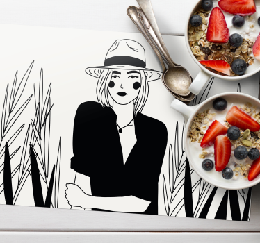 Stílusos női illusztráció - tányéralátétek eredeti - TenStickers