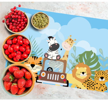 Szafari állatok szett zebra oroszlán és zsiráf vinil alátétekkel - TenStickers