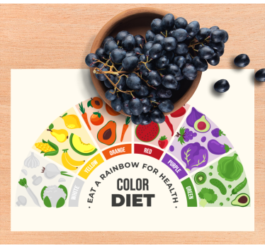 Szivárványos élelmiszer kosár idézet vinyl placemats - TenStickers