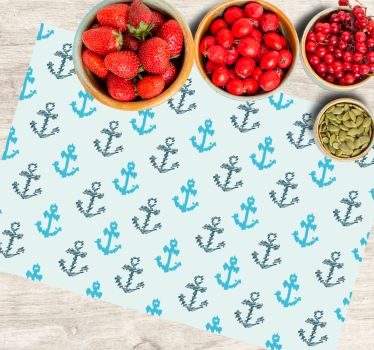 Torz kék horgonyok mintás téglalap alakú alátétek - TenStickers