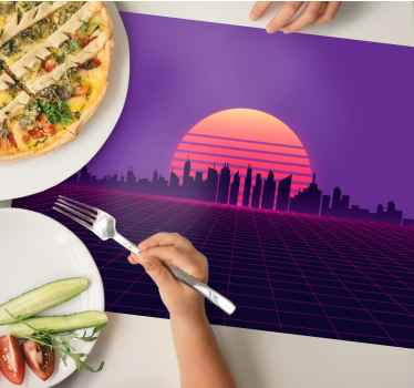 Vaporwave sunset 80-as évek stílusú eredeti vinil alátétek - TenStickers
